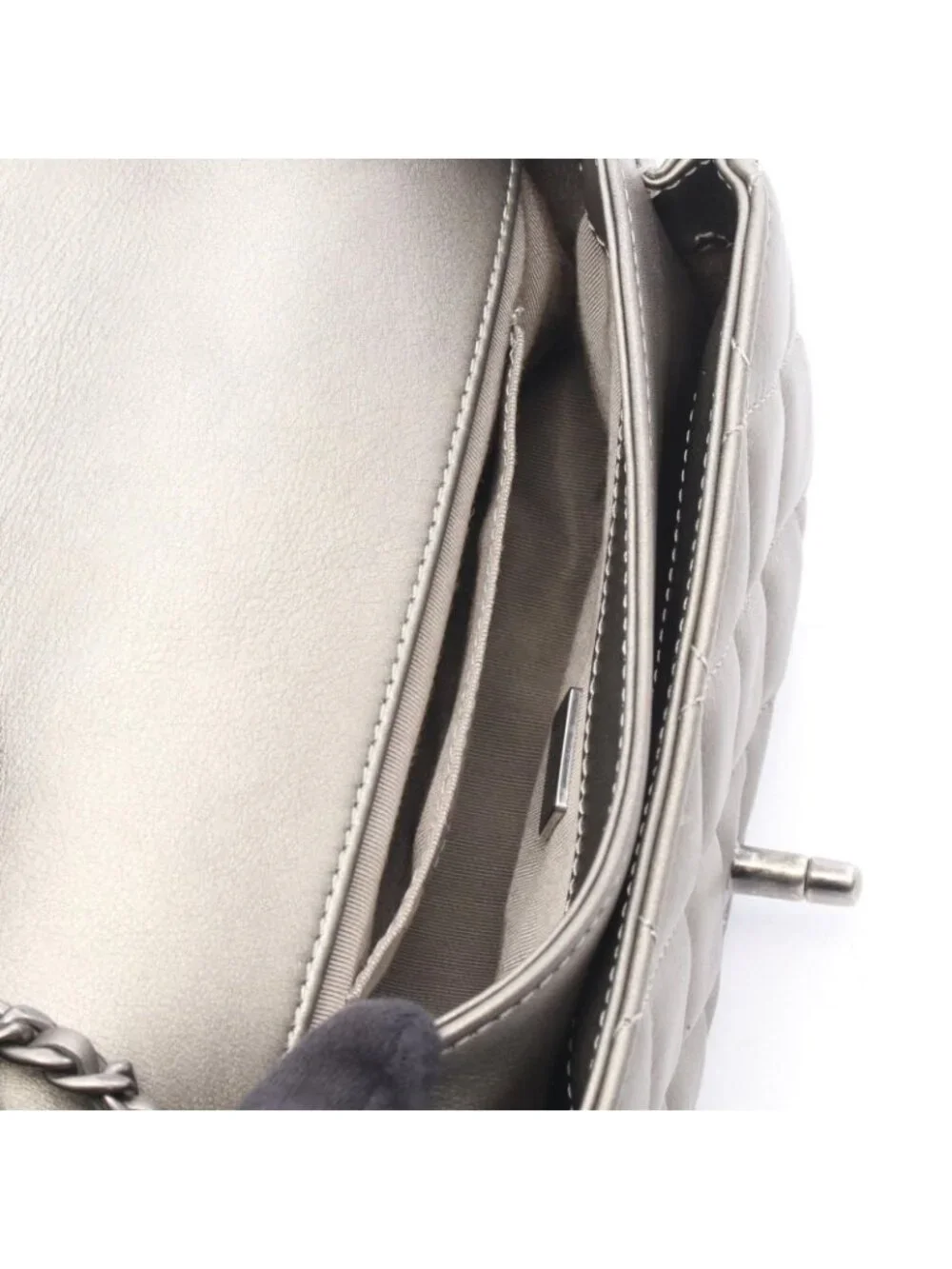 Chanel Shoulder Bag Quilted Round Flap Small Metallic Sill Bague Lambskin Chain